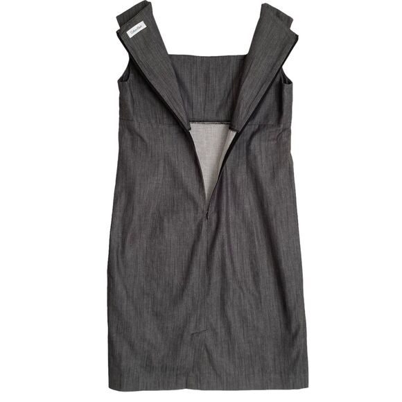 Calvin Klein Sheath Dress 10 Gray Sleeveless Square Neck Knee Length Business - Picture 6 of 8